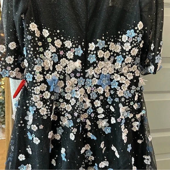 NWT Mac Duggal 11161 Floral Embroidered A Line Tea Length Dress - Picture 7 of 7